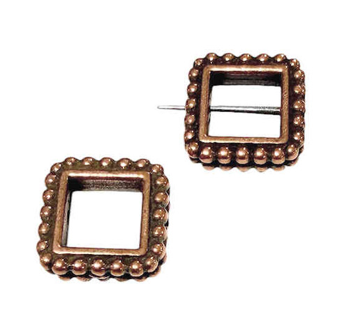 TierraCast Bead Frame,  Dots, Antiqued Copper Plate, 12mm (Qty: 2) Discontinued