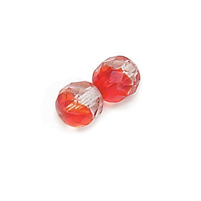 4mm Fire Polish, Two-Tone Crystal Ruby (Qty: 50)