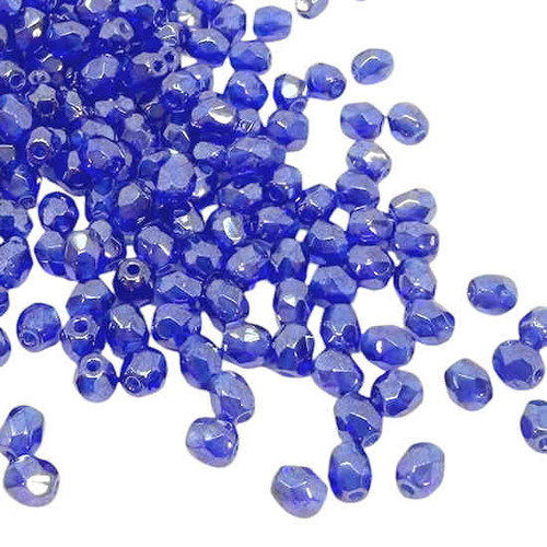 4mm Fire Polish, Sapphire Shimmer (Qty: 50)