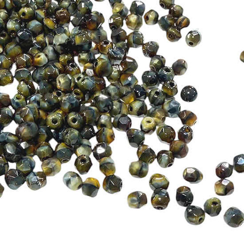 4mm Fire Polish, Tiger Eye (Qty: 50)