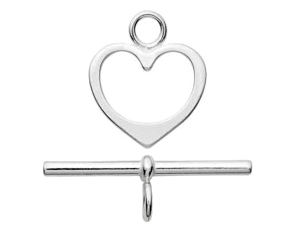 Heart Toggle Clasp, Sterling Silver, 14.5 x 17mm (Qty: 1)
