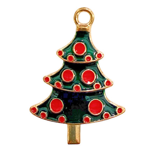 Christmas Tree Charm, 25.5 x 18mm (Qty: 1) 