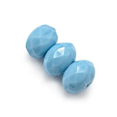 3x5mm Light Turquoise Opaque Czech Glass Faceted Puffy Rondelles (Qty: 30)