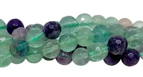 Fluorite 8mm Disco Faceted Round Beads (15" strand/48 beads)