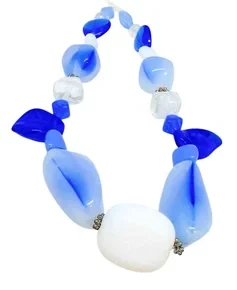 Czech Glass Designer Strand, Blue & White (7.5" strand, 21 beads, 11 styles)