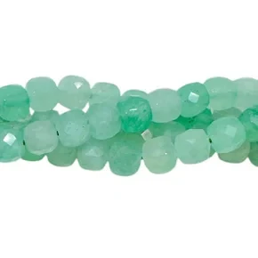 Candy Jade Faceted Cubes, Aventurine Green, ~7.5mm (15.5" strand, ~55 beads)