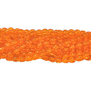 4mm Round Glass Beads, Transparent Tangerine (Qty: 50) Overstock