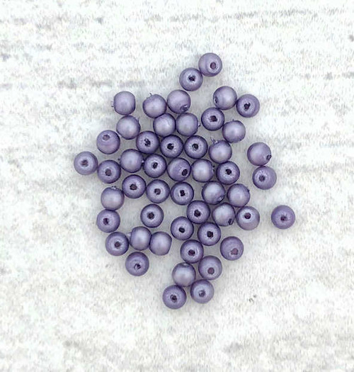 2mm Round Glass Beads Lavender Metallic Suede (Qty: 50) Overstock