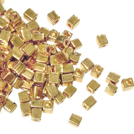 4mm Cube Beads, 24K Gold Plated (5 gr)