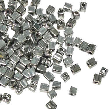 4mm Cube Beads, Rhodium Plated (5 gr)