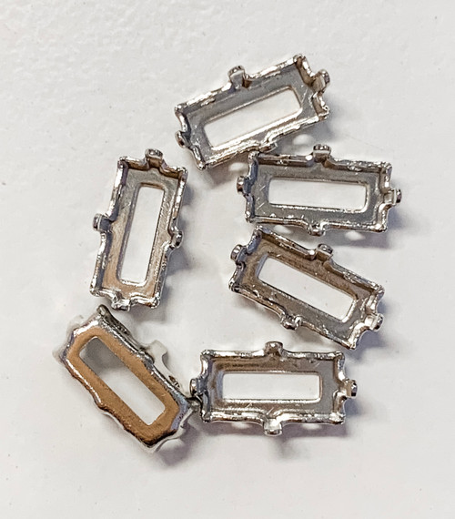 Rhodium-Plated Sew-On Settings for Swarovski 4610/4501, 10x5mm Baguette (Qty: 6) Overstock