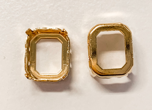 Gold-Plated Sew-On Settings for Swarovski 4600, 12x10mm Octagon (Qty: 2) Overstock