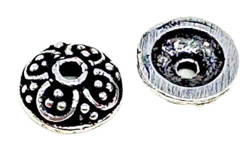 Sterling Silver-Overlay, Shallow Bead Cap, for a 6-8mm bead, 2.5mm height (Qty: 1 pr.) Overstock