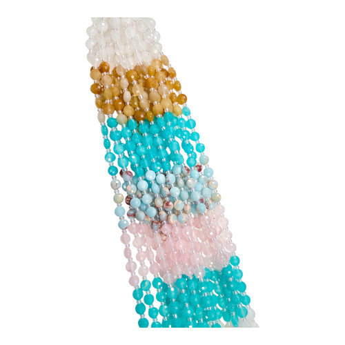 Multi-Gemstone Sea & Sand, 6mm Faceted Coin Beads (15" strand)