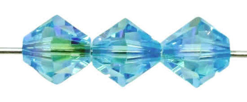 Swarovski 5328 6mm Crystal Bicones, Light Turquoise Shimmer 2X (Qty: 15)
