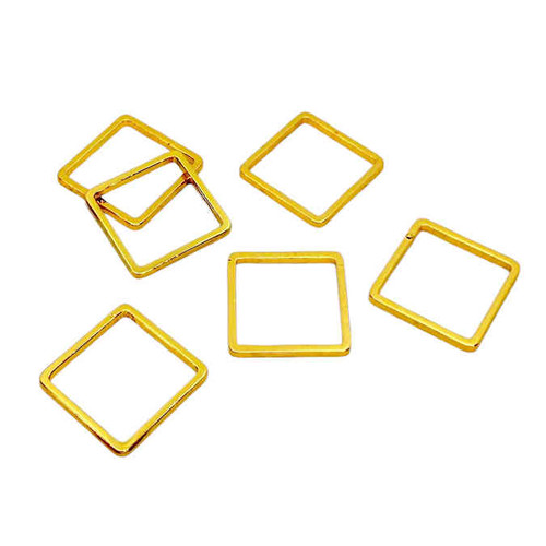 12mm Square Connectors, Gold-Plated (Qty: 6)