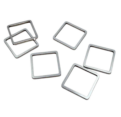 12mm Square Connectors, Imitation Rhodium (Qty: 6)