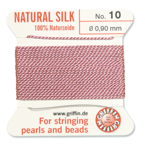 Griffin Silk Bead Cord, Dark Pink, Size 10 (0.9mm) (2m, approx. 6.5 ft)