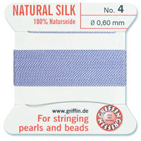 Griffin Silk Bead Cord, Lilac, Size 4 (0.6mm) (2m, approx. 6.5 ft)