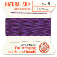 Griffin Silk Bead Cord, Amethyst, Size 6 (0.7mm) (2m, approx. 6.5 ft)