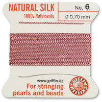 Griffin Silk Bead Cord, Dark Pink, Size 6 (0.7mm) (2m, approx. 6.5 ft)