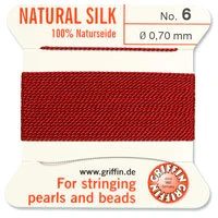 Griffin Silk Bead Cord, Garnet, Size 6 (0.7mm) (2m, approx. 6.5 ft)