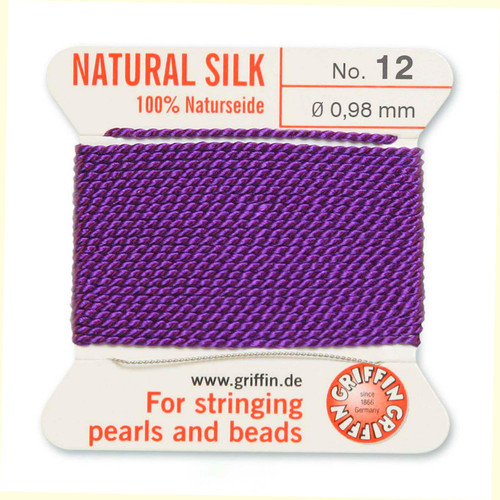 Griffin Silk Bead Cord, Amethyst, Size 12 (0.98mm) (2m, approx. 6.5 ft)