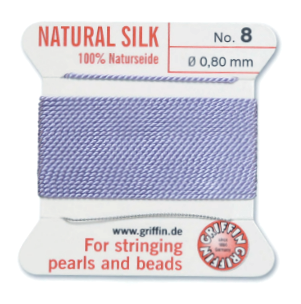 Griffin Silk Bead Cord, Lilac, Size 8 (0.8mm) (2m, approx. 6.5 ft)
