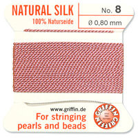 Griffin Silk Bead Cord, Dark Pink, Size 8 (0.8mm) (2m, approx. 6.5 ft)
