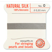 Griffin Silk Bead Cord, Gray, Size 0 (0.3mm) (2m, approx. 6.5 ft)