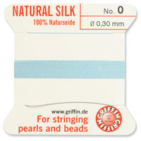 Griffin Silk Bead Cord, Turquoise, Size 0 (0.3mm) (2m, approx. 6.5 ft)