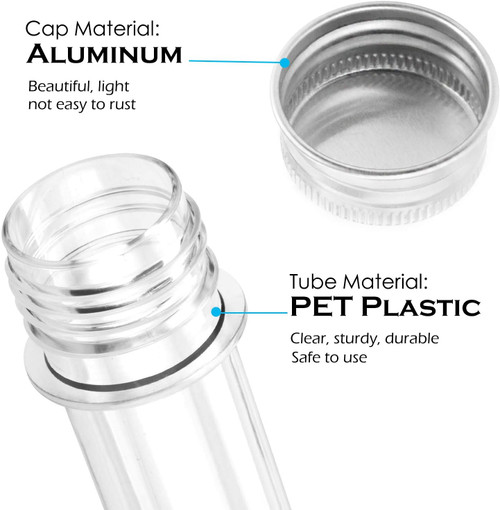 45ML Clear Plastic Test Tube with Cap - for Mikki Ferrugiaro's Tornado Bottle Pattern