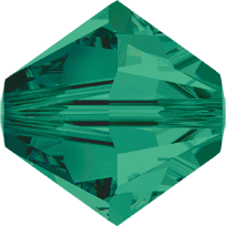 Swarovski 5328 4mm Crystal Bicones, Emerald (Qty: 25)