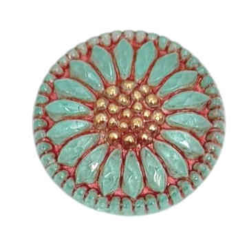18mm Sunflower, Mint Green & Copper Red Wash w/ Gold Paint (Qty: 1)
