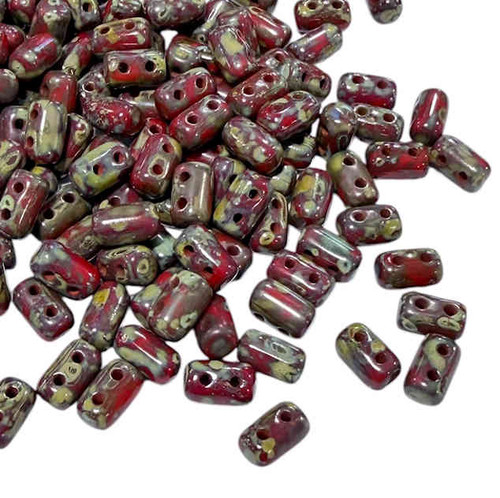 Rulla Beads, Opaque Red Picasso (3 x 5mm) (10 gr.)