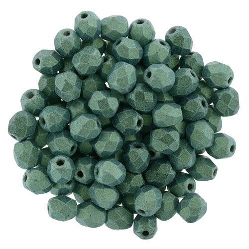 4mm Fire Polish, Light Green Metallic Suede (Qty: 50)