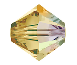 Swarovski 5328 3mm Crystal Bicones, Crystal Golden Shadow AB (Qty:25)