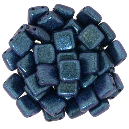 2-Hole Tile Beads, Polychrome Orchid Aqua (Qty: 25)