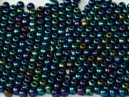 3mm Round Glass Beads, Blue Iris (Qty: 50)