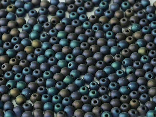 3mm Round Glass Beads, Matte Blue Iris (Qty: 50)
