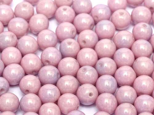 3mm Round Glass Beads, Opaque Lilac Luster (Qty: 50)