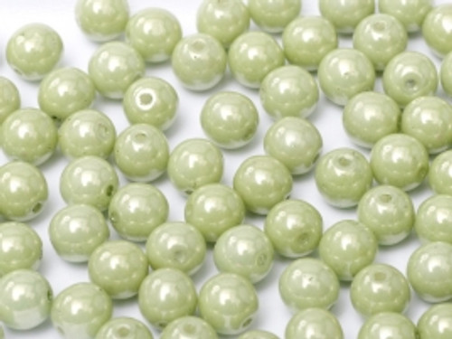 3mm Round Glass Beads, Mint Luster (Qty: 50)