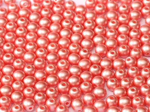 3mm Round Glass Beads, Pastel Light Coral (Qty: 50)