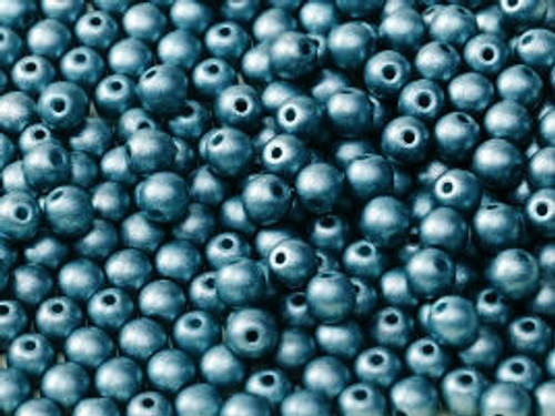 3mm Round Glass Beads, Sea Blue (Qty: 50)