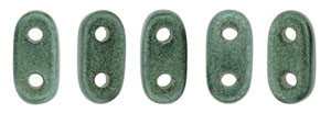 2-Hole Bar Beads, Light Green Metallic Suede (10 gr.)