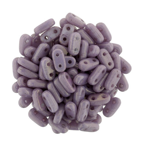 2-Hole Bar Beads, Opaque Lilac Luster (10 gr.)