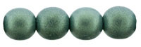 6mm Round Glass Beads, Light Green Metallic Suede (Qty: 25)