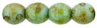 6mm Round Glass Beads, Opaque Turquoise Picasso (Qty: 25)