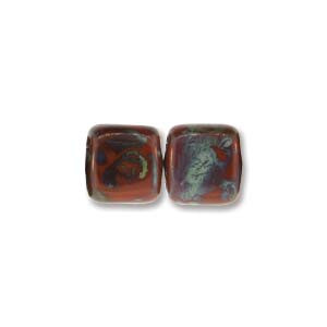 2-Hole Tile Beads, Umber Picasso (Qty: 25)