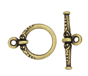 TierraCast Gold Plated Heirloom Toggle Clasp, 15 x 20mm (Qty: 1)